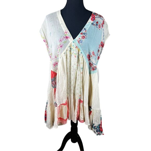 Free people Small Mended With Scarves Mini Dress tunic boho hippie festival - Picture 4 of 10